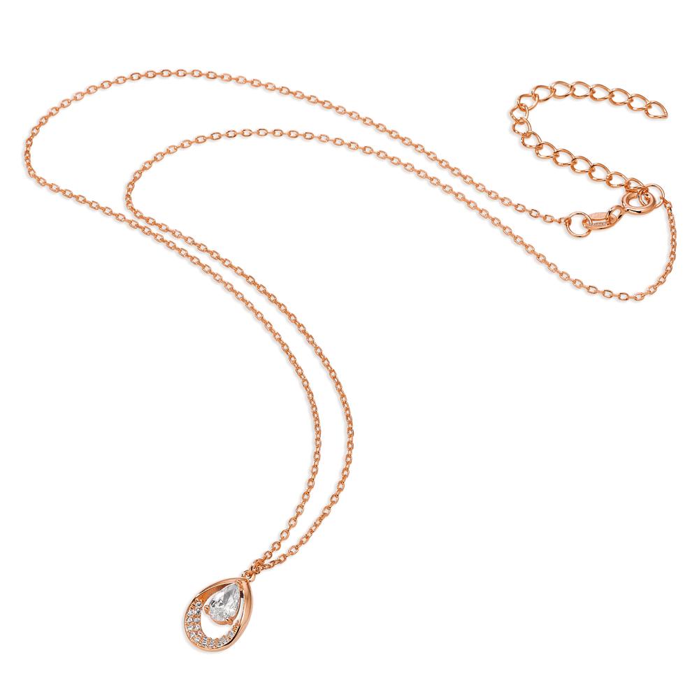 Necklace Silver Zirconia Rose Gold plated 40-45 cm Ø9 mm