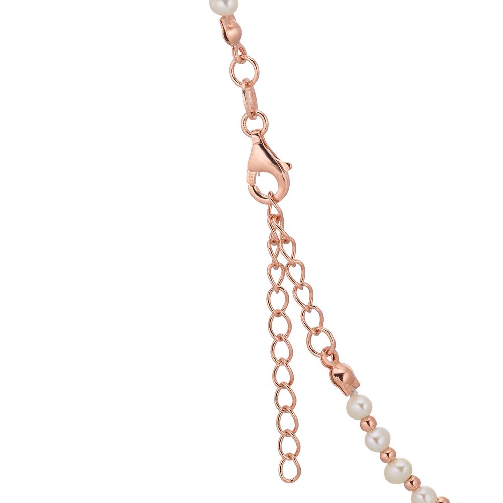 Necklace Silver Zirconia Rose Gold plated Freshwater pearl 36-41 cm