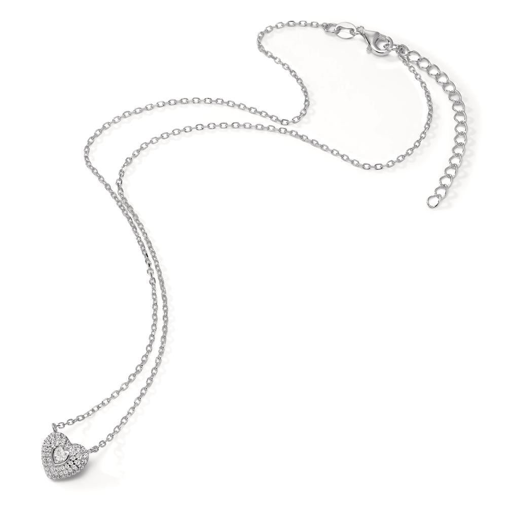 Necklace Silver Zirconia Rhodium plated Heart 38-43 cm Ø10 mm