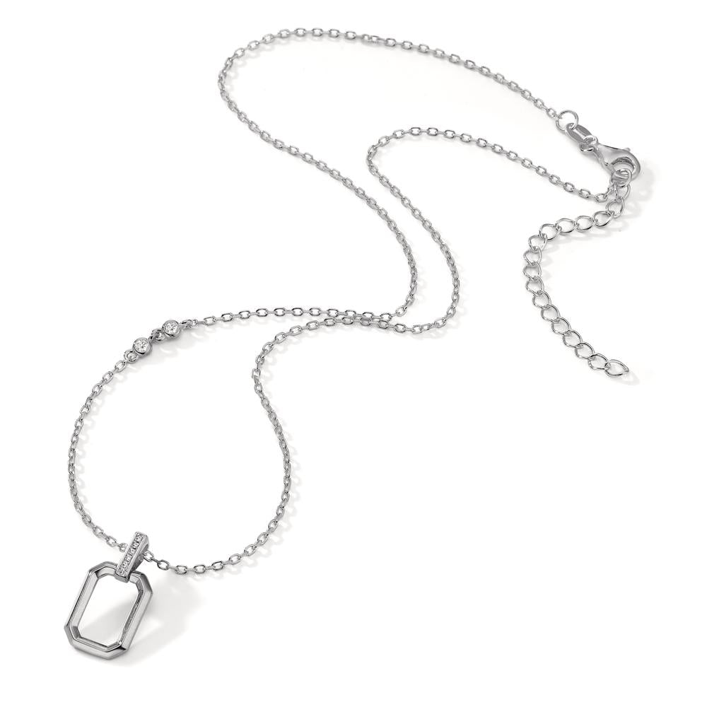 Necklace Silver Zirconia 8 Stones Rhodium plated 40-45 cm