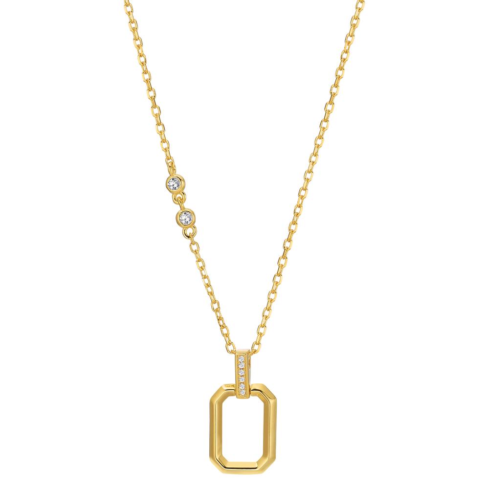 Necklace Silver Zirconia 8 Stones Yellow Gold plated 40-45 cm