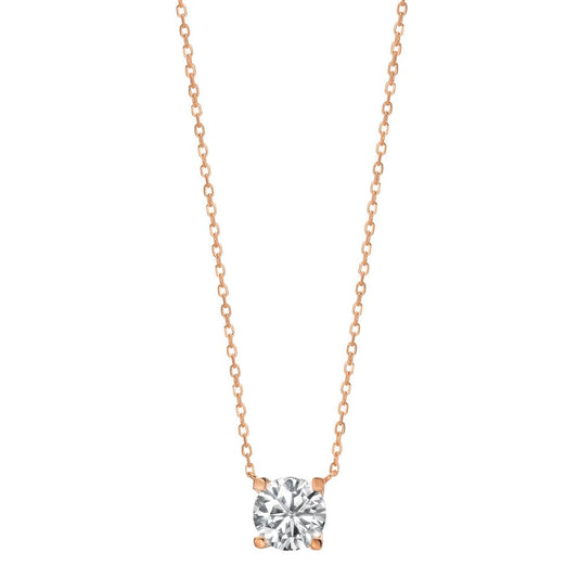 Necklace Silver Zirconia Rose Gold plated 40-45 cm Ø10 mm