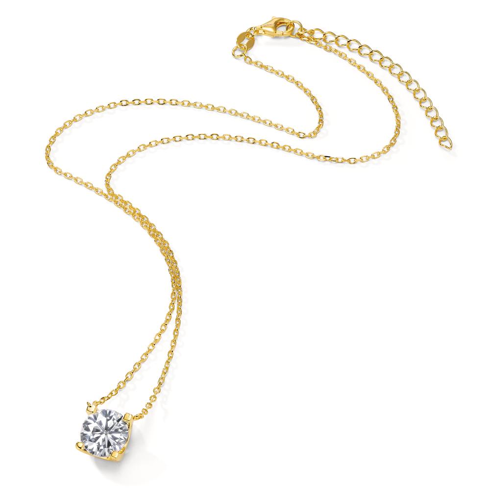 Necklace Silver Zirconia Yellow Gold plated 40-45 cm Ø10 mm