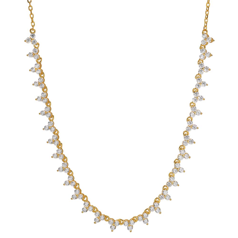 Necklace Silver Zirconia 90 Stones Yellow Gold plated 36-41 cm