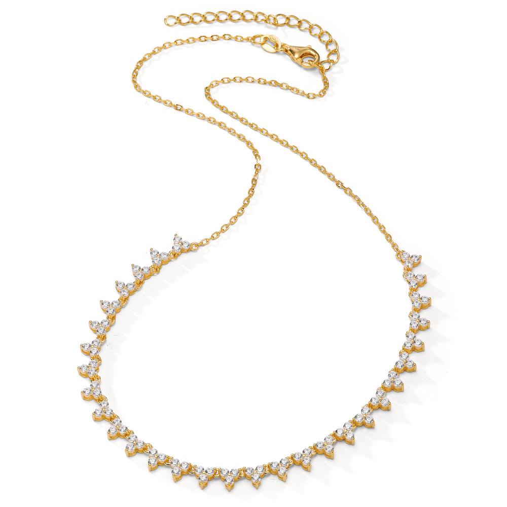 Necklace Silver Zirconia 90 Stones Yellow Gold plated 36-41 cm