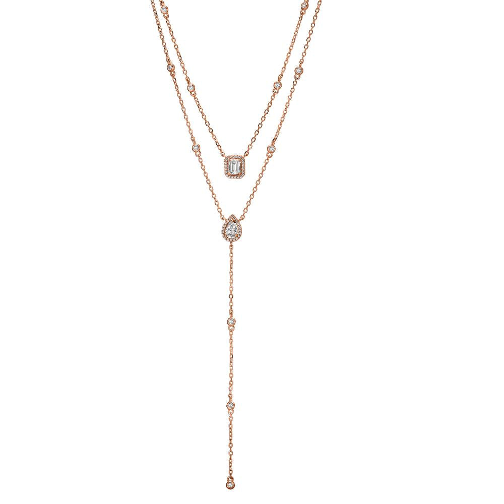 Necklace Silver Zirconia Rose Gold plated 40-45 cm