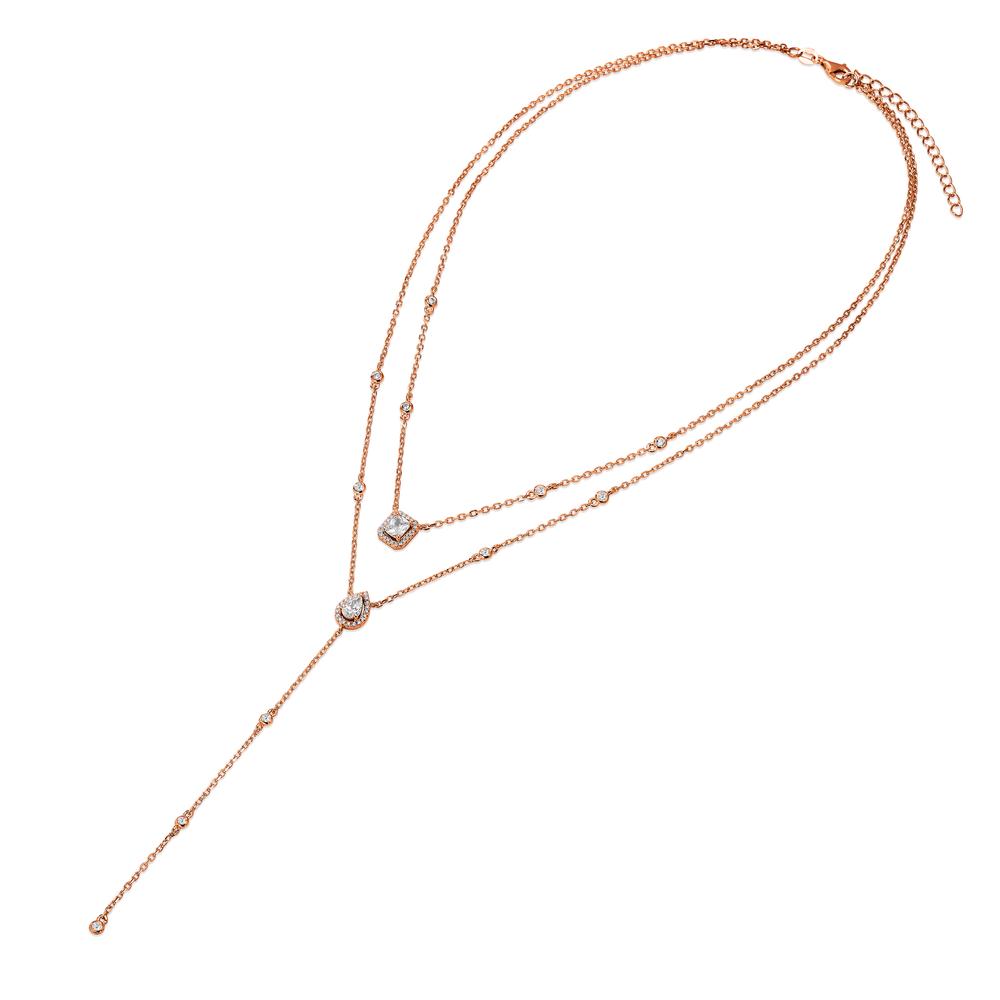 Necklace Silver Zirconia Rose Gold plated 40-45 cm