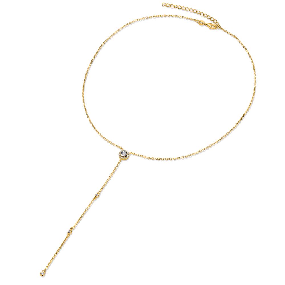 Necklace Silver Zirconia Yellow Gold plated 40-45 cm