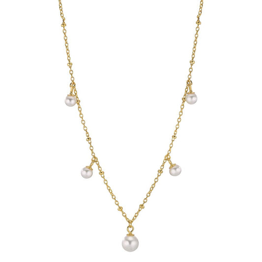 Necklace Silver Yellow Gold plated Shining pearls 40-45 cm