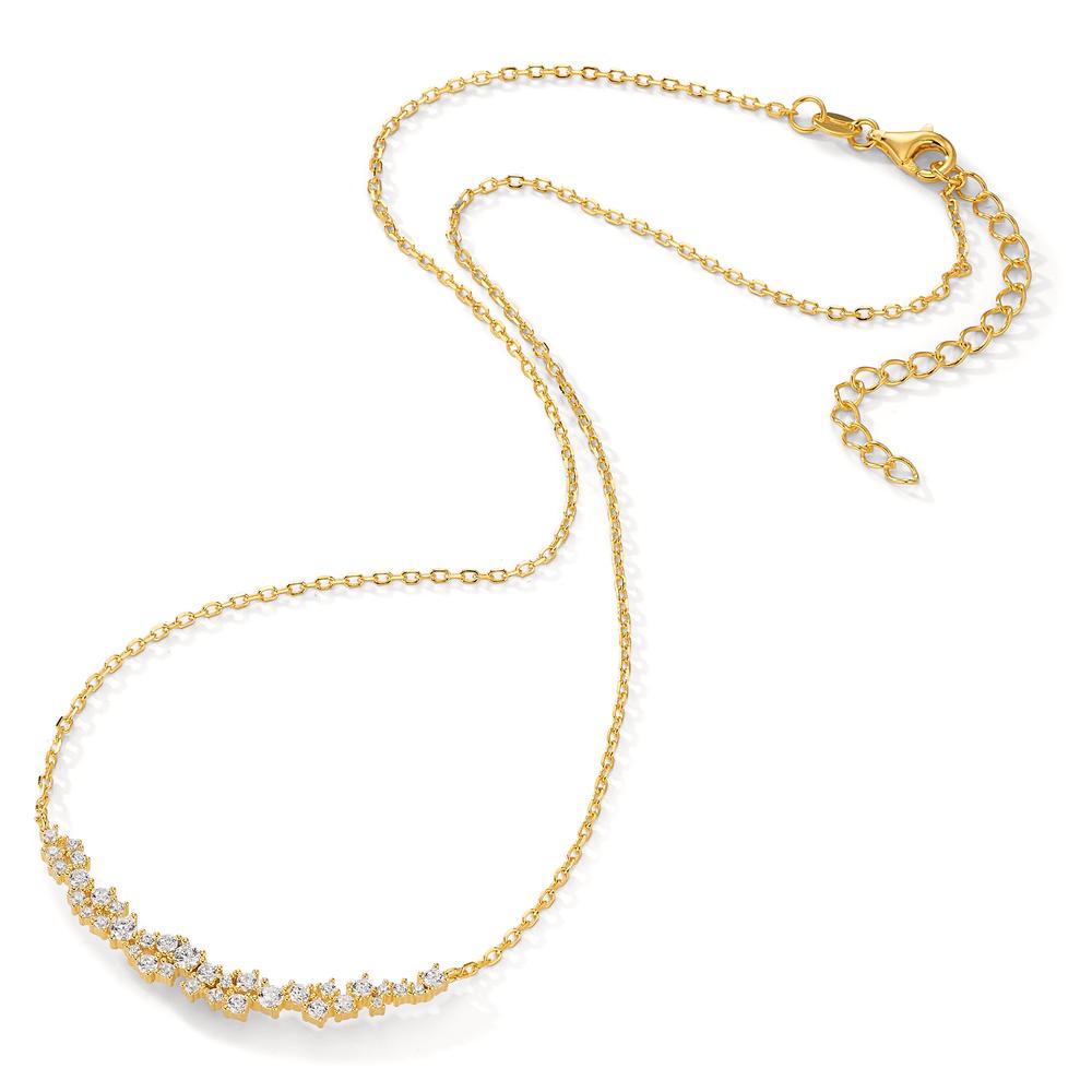 Necklace Silver Zirconia 35 Stones Yellow Gold plated 40-45 cm