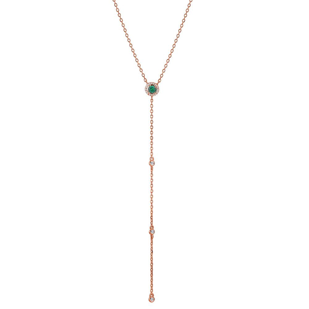 Necklace Silver Zirconia Rose Gold plated 40-45 cm