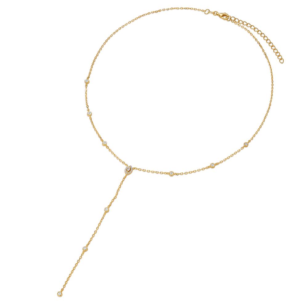 Necklace Silver Zirconia Yellow Gold plated 40-45 cm