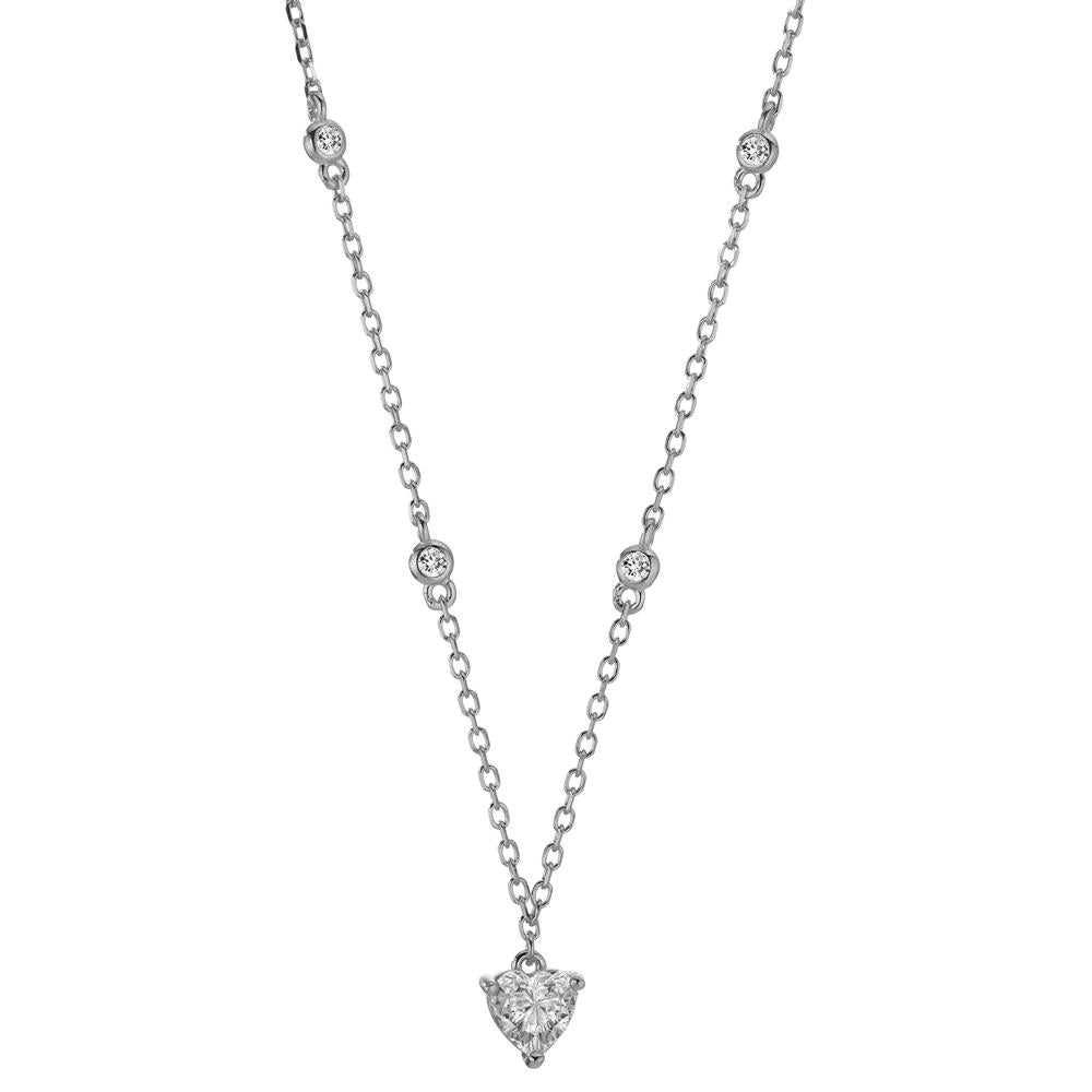 Necklace Silver Zirconia 5 Stones Rhodium plated Heart 40-45 cm