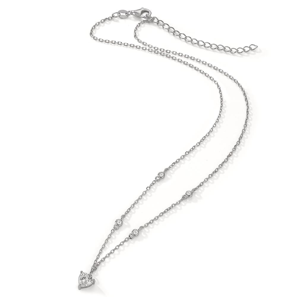 Necklace Silver Zirconia 5 Stones Rhodium plated Heart 40-45 cm