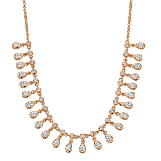 Necklace Silver Zirconia Rose Gold plated 36-41 cm