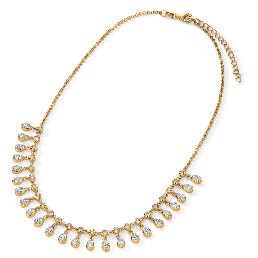 Necklace Silver Zirconia Yellow Gold plated 36-41 cm