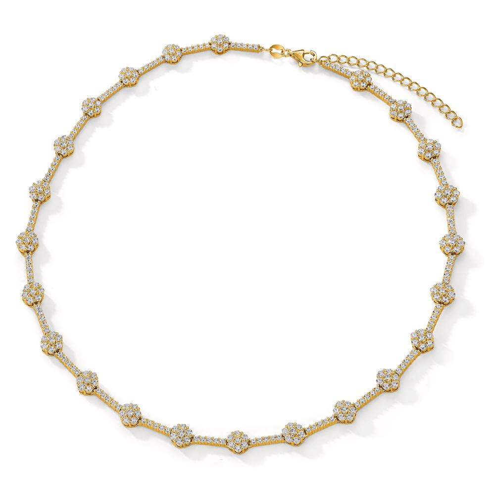 Necklace Silver Zirconia Yellow Gold plated 40-45 cm