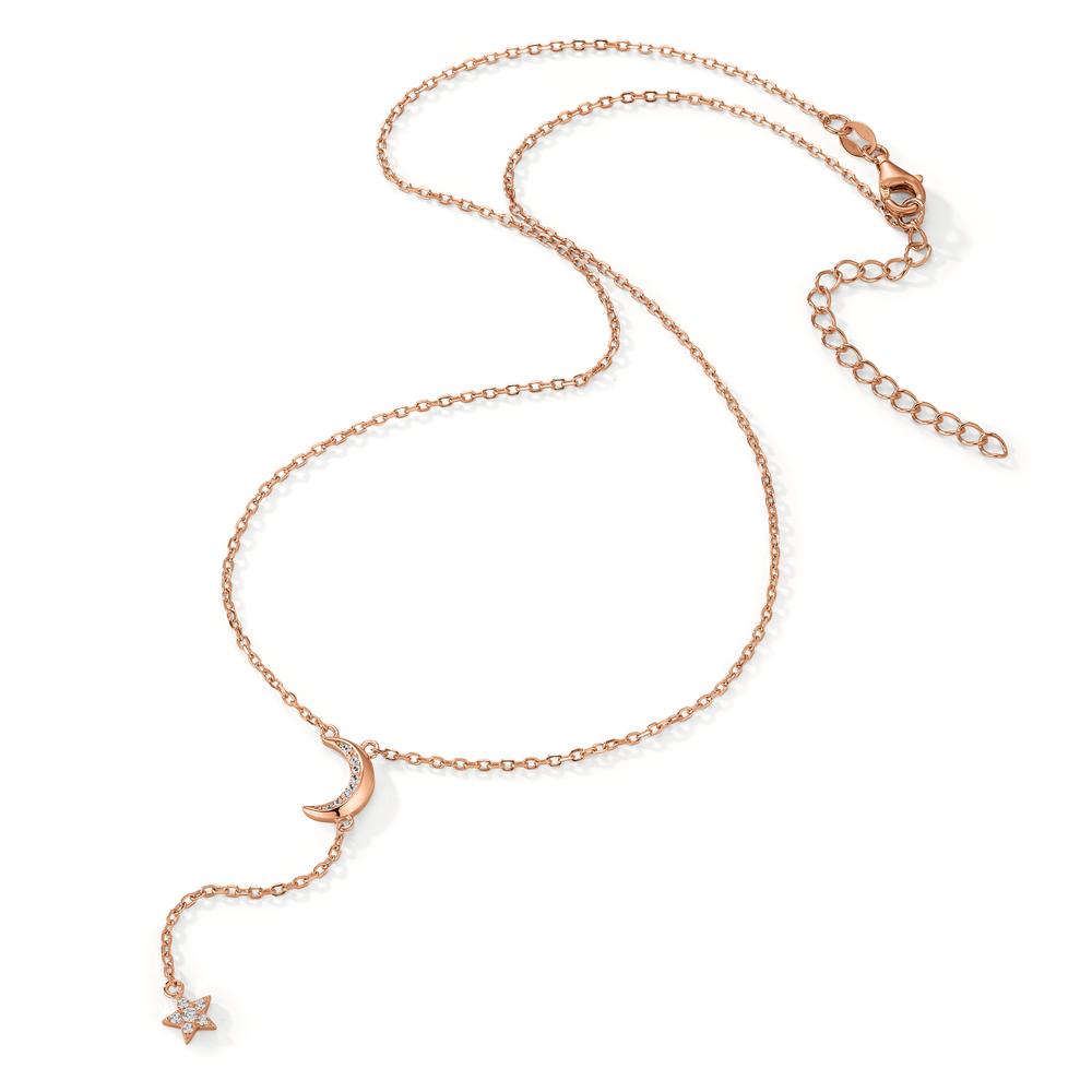 Necklace Silver Zirconia Rose Gold plated Moon 40-45 cm