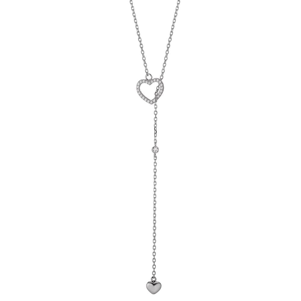 Necklace Silver Zirconia Rhodium plated Heart 40-45 cm