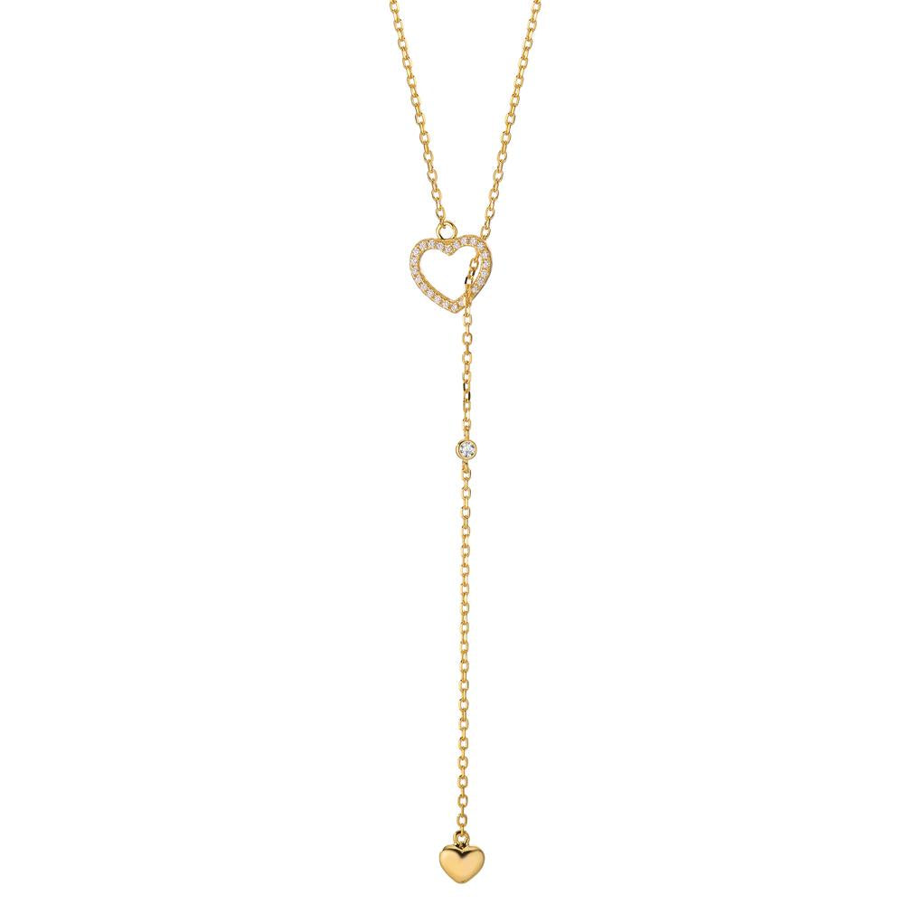 Necklace Silver Zirconia Yellow Gold plated Heart 40-45 cm