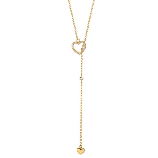 Necklace Silver Zirconia Yellow Gold plated Heart 40-45 cm