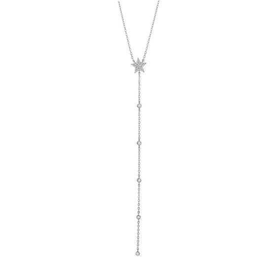 Necklace Silver Zirconia Rhodium plated Star 40-45 cm