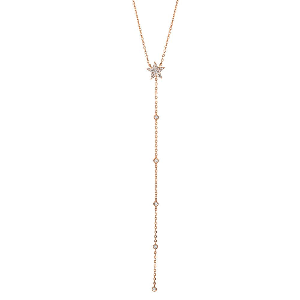 Necklace Silver Zirconia Rose Gold plated Star 41-46 cm