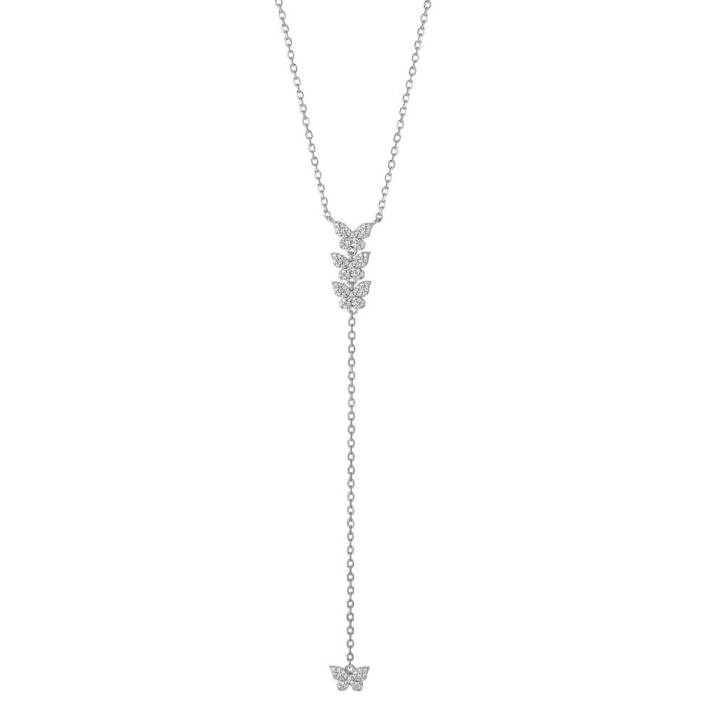 Necklace Silver Zirconia Rhodium plated Butterfly 40-45 cm