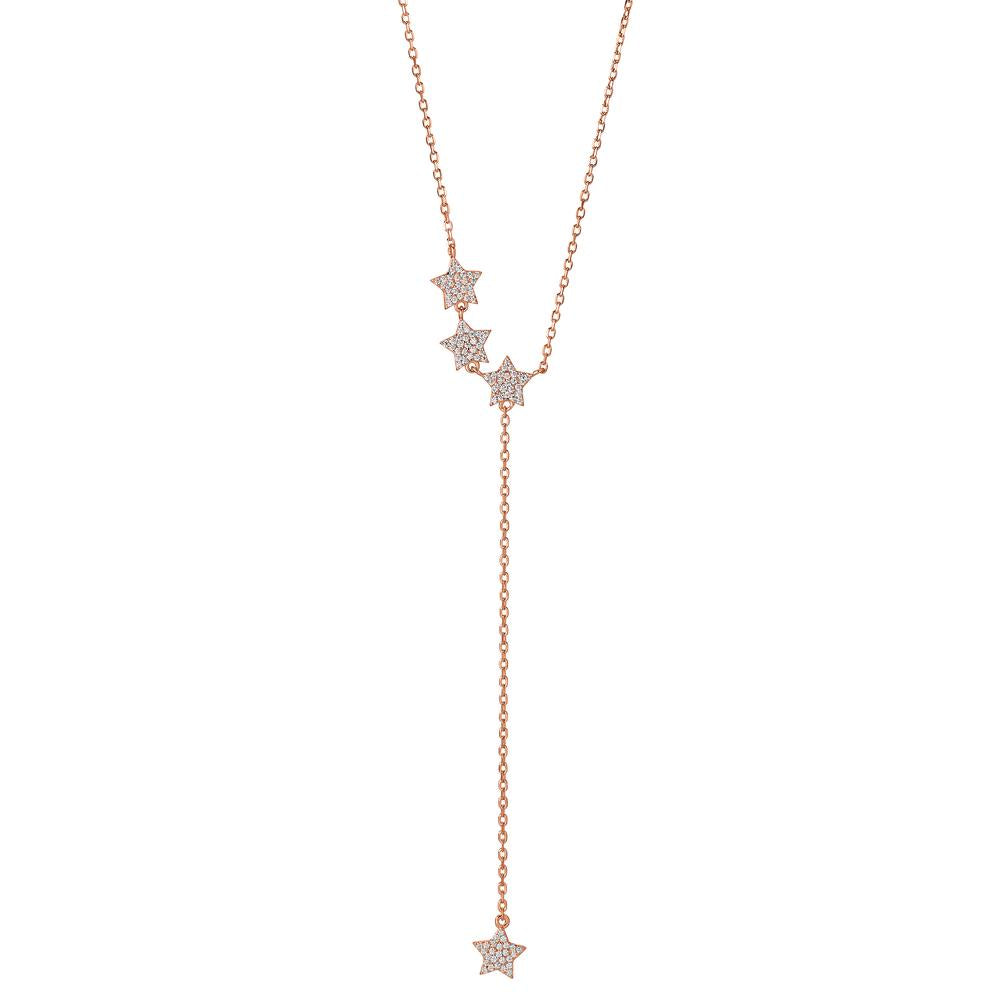 Necklace Silver Zirconia Rose Gold plated Star 40-45 cm