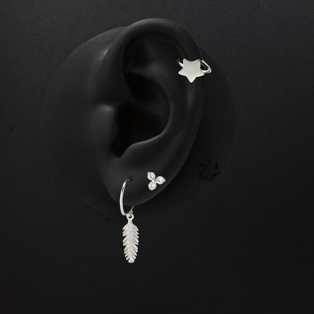 Ear Cuff 18k White Gold Star Ø7.5 mm