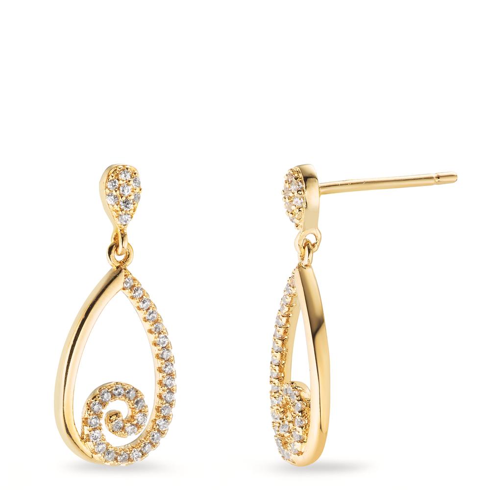 Drop Earrings Bronze Zirconia Yellow Gold plated