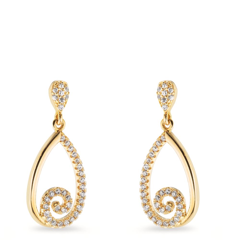 Drop Earrings Bronze Zirconia Yellow Gold plated