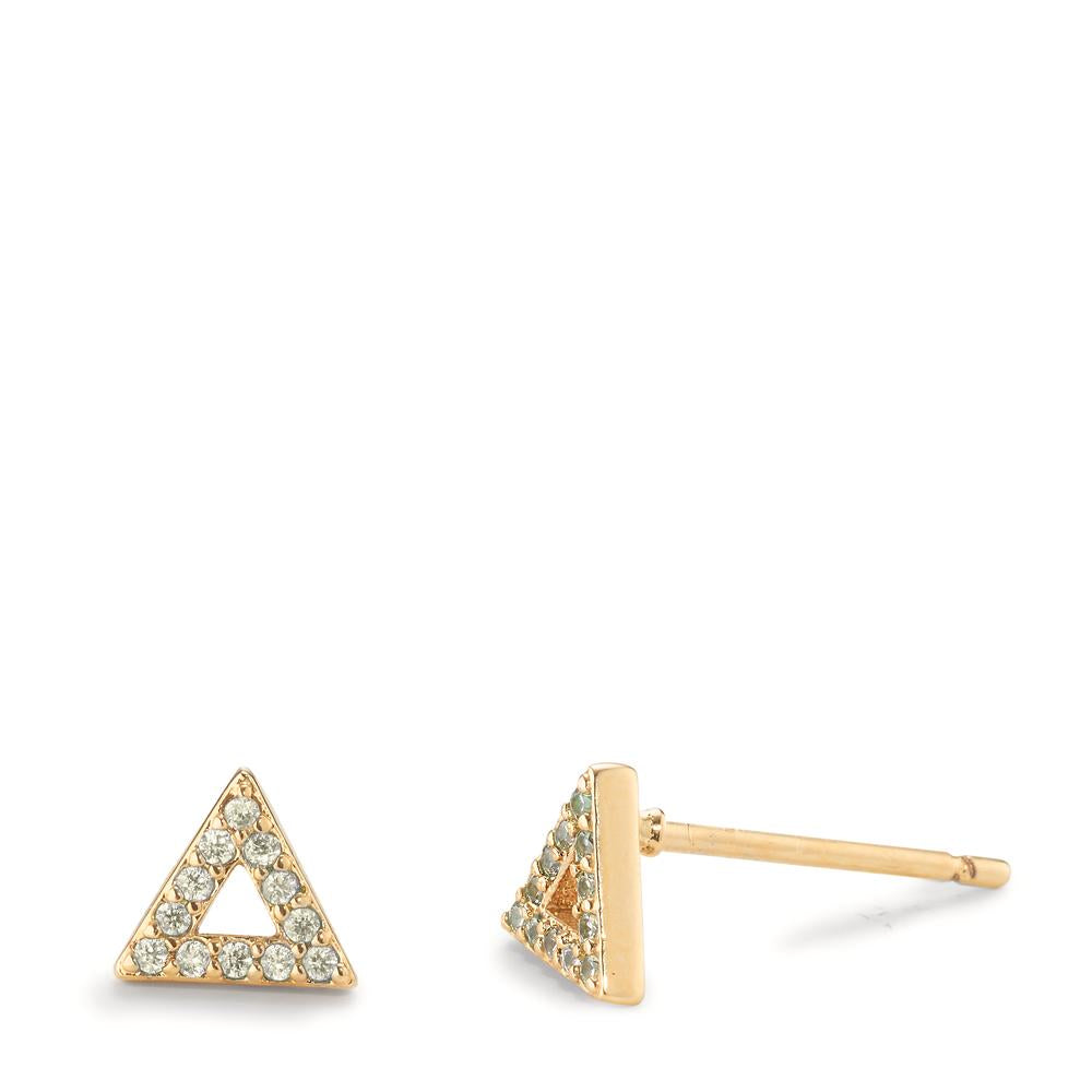 Stud earrings Bronze Zirconia 24 Stones Yellow Gold plated