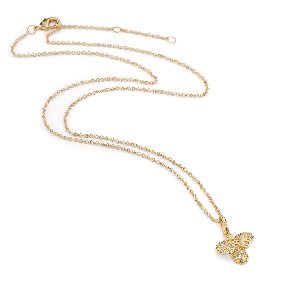 Necklace with pendant Bronze Zirconia Yellow Gold plated Bee 40-44 cm