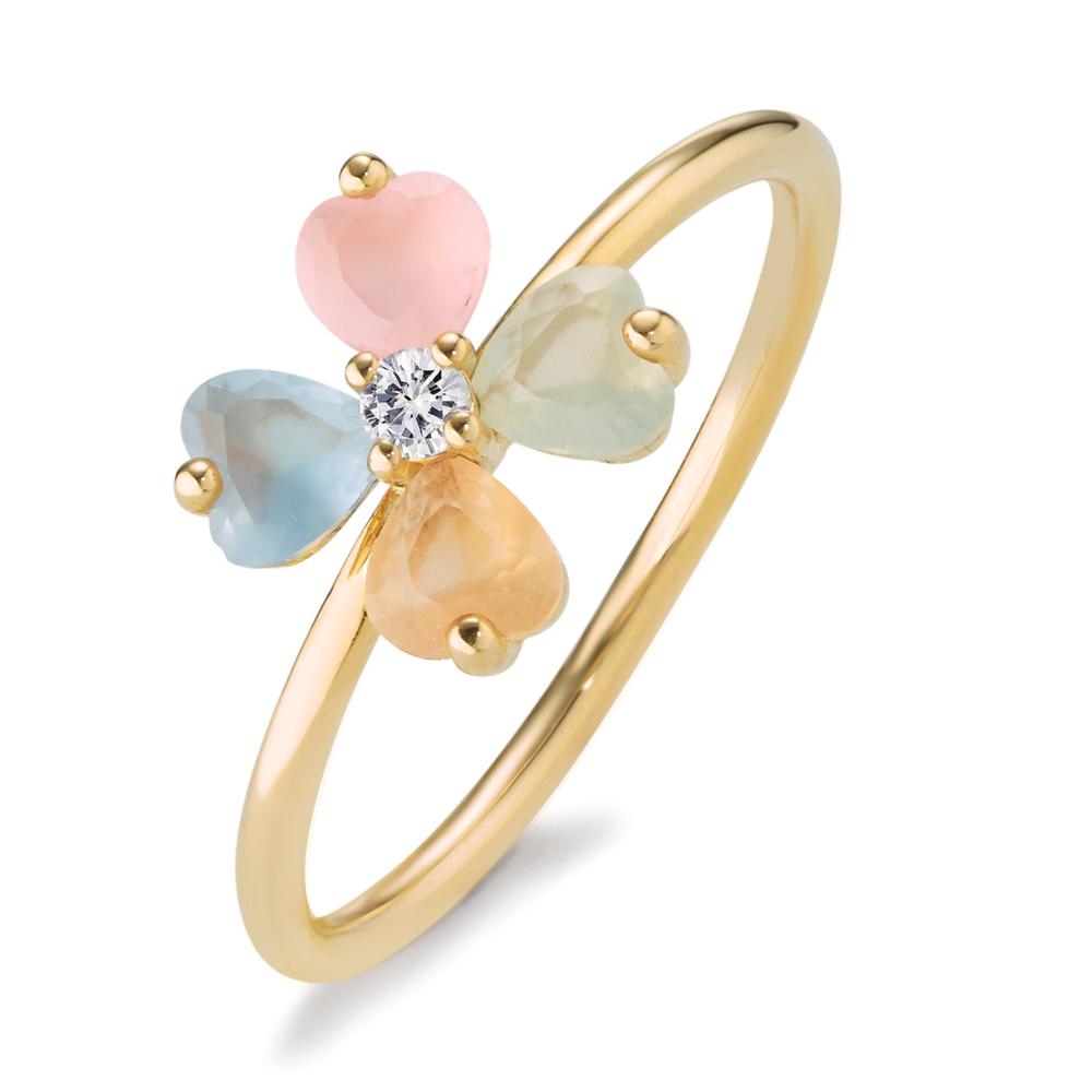 Ring Bronze Zirconia Colorful, 5 Stones Flower Ø8.5 mm