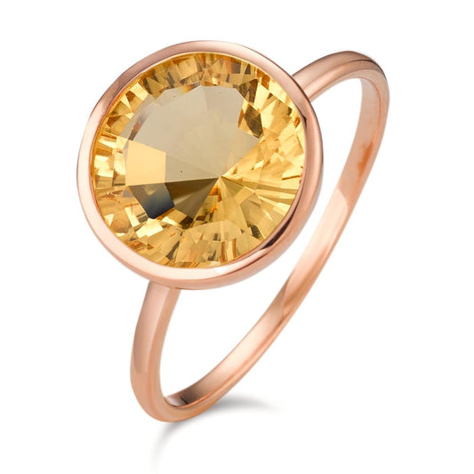 Ring Silver Citrine Rose Gold plated