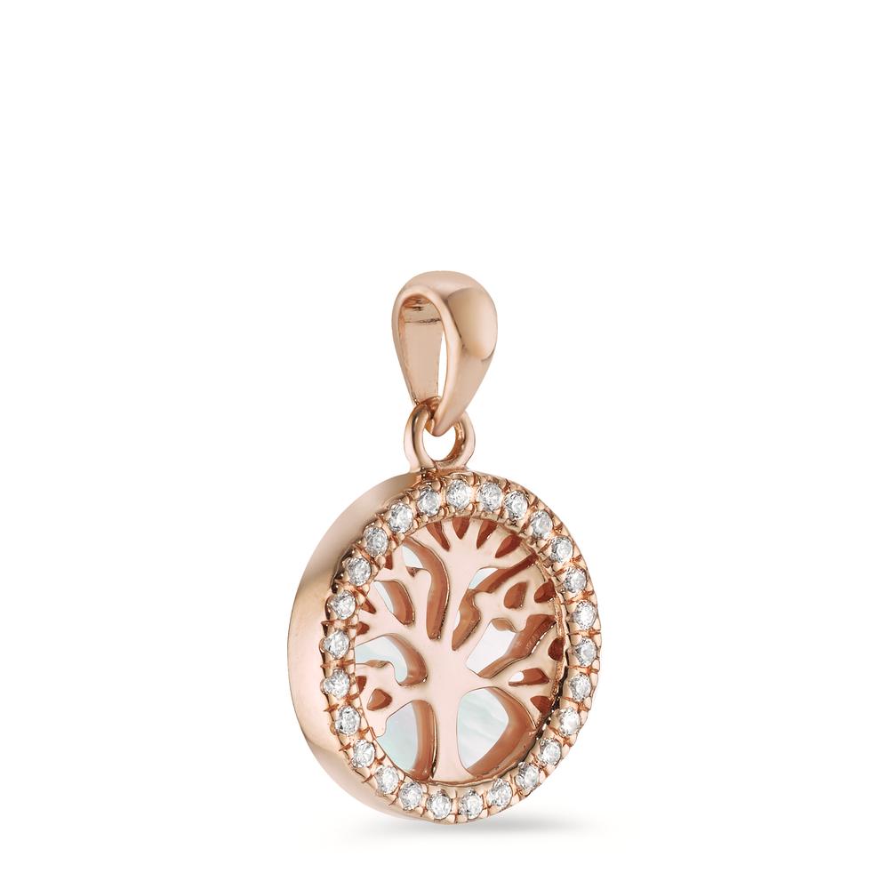 Pendant Silver Zirconia Rose Gold plated Mother of pearl Tree Of Life Ø12 mm