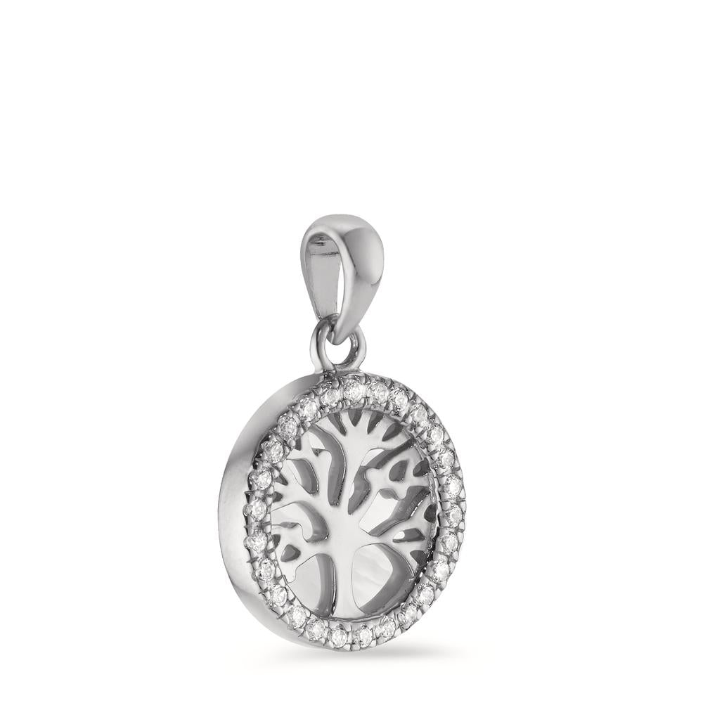 Pendant Silver Zirconia Rhodium plated Mother of pearl Tree Of Life Ø12 mm