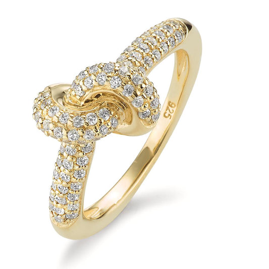 Ring Silver Zirconia Yellow Gold plated Knot