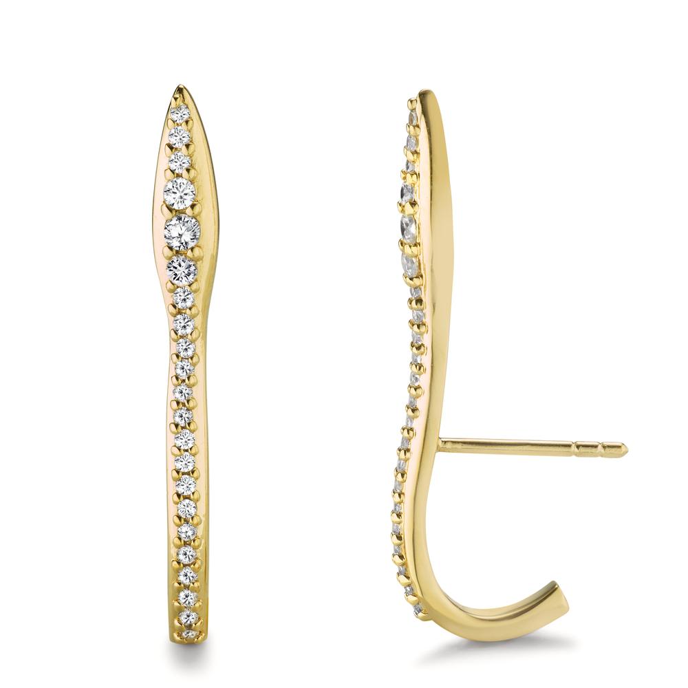 Drop Earrings Silver Zirconia 44 Stones Yellow Gold plated