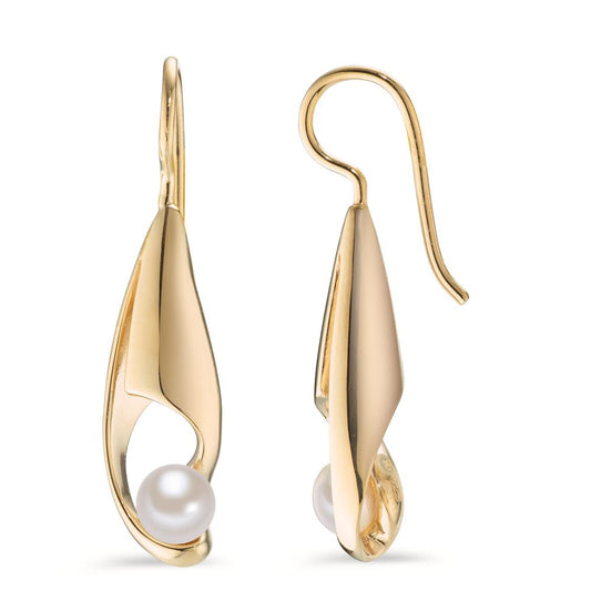 Drop Earrings Silver Yellow Gold plated Freshwater pearl