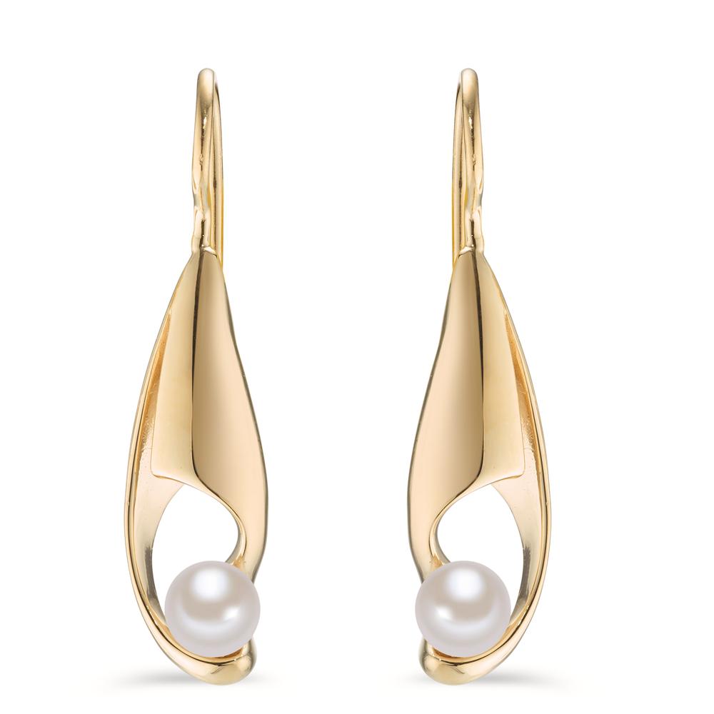 Drop Earrings Silver Yellow Gold plated Freshwater pearl