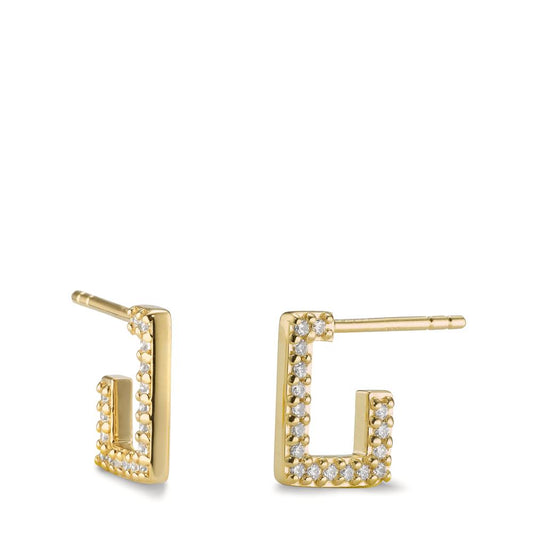 Drop Earrings Silver Zirconia 34 Stones Yellow Gold plated