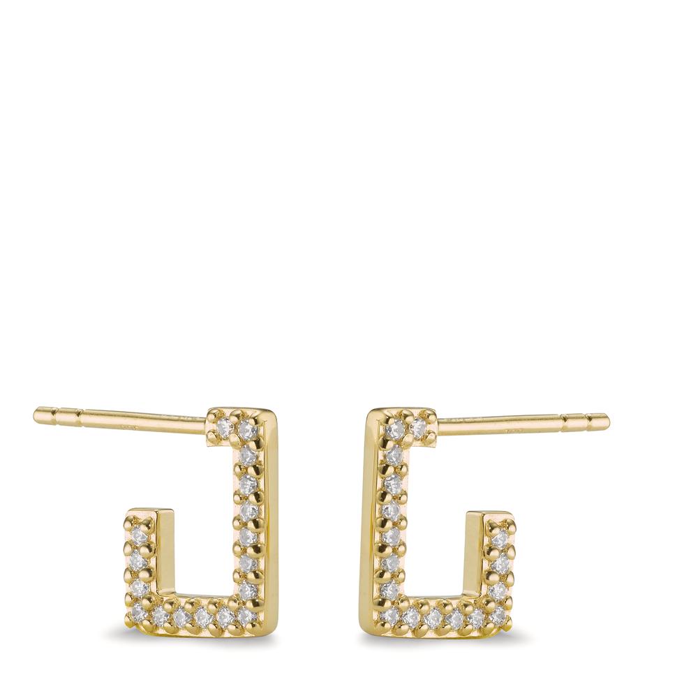 Drop Earrings Silver Zirconia 34 Stones Yellow Gold plated