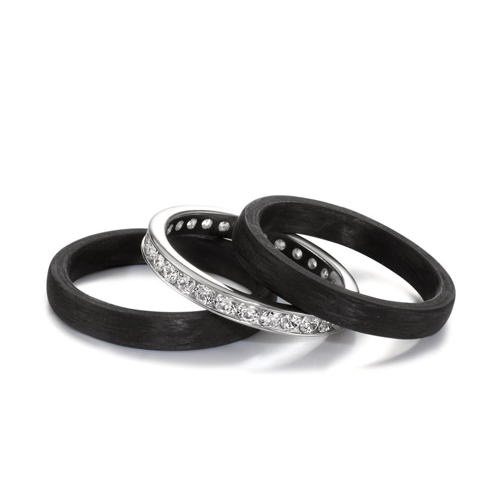 Ring set 18k White Gold, Carbon Zirconia