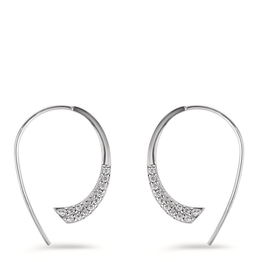 Earrings Silver Zirconia White, 24 Stones Rhodium plated