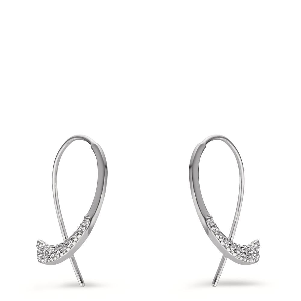 Earrings Silver Zirconia White, 24 Stones Rhodium plated