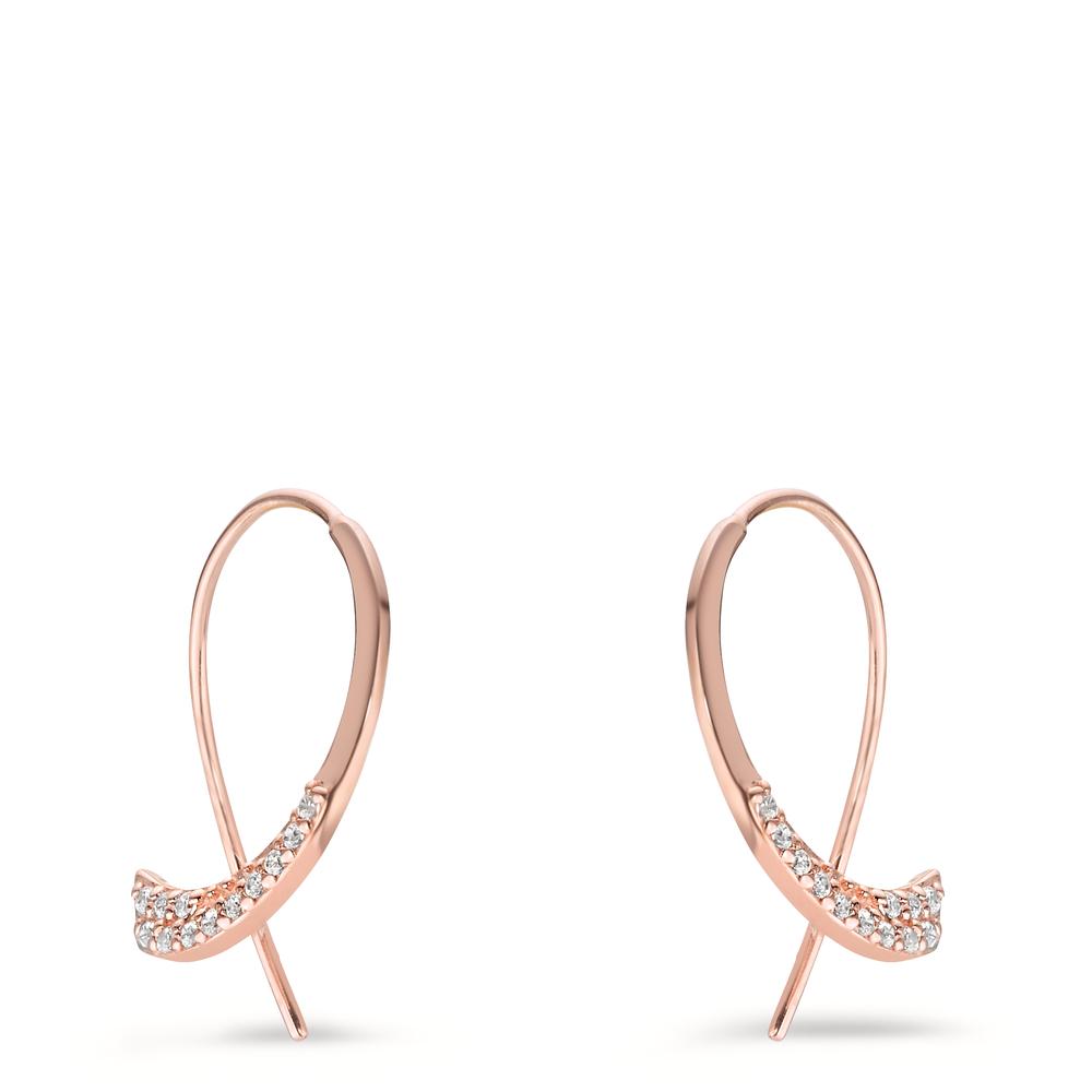 Earrings Silver Zirconia White, 24 Stones Rose Gold plated