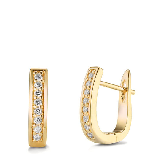 Hinged hoop Silver Zirconia 16 Stones Yellow Gold plated