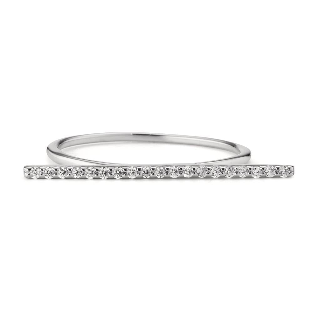 Stacking ring Silver Zirconia 19 Stones Rhodium plated